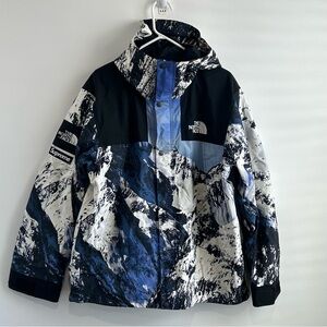 Supreme The North Face Mountain Parka Blue/White, SIZE XL men’s hooded jacket